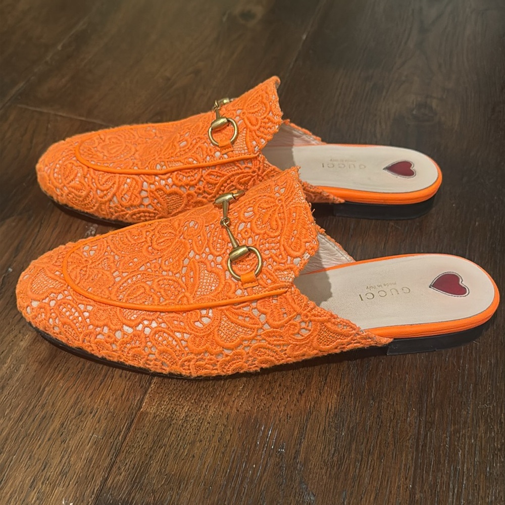 Gucci - Women’s Princetown Flat Slipper - Orange - Size: 40 / US 10 - Picture 6 of 9